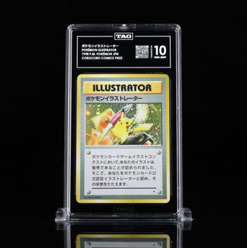 TAG Grading's 100,000th graded card - a Gem Mint 10 (955) Pokémon Illustrator - the most valuable Pokémon card in the world